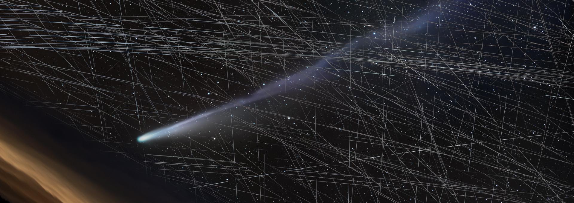 Cometa C/2025 A6 (Lemmon) con trazas de satélites