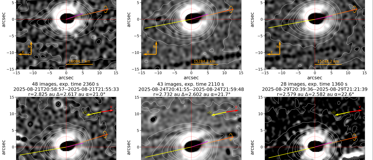 Jet and rotation period of interstellar comet 3I/ATLAS