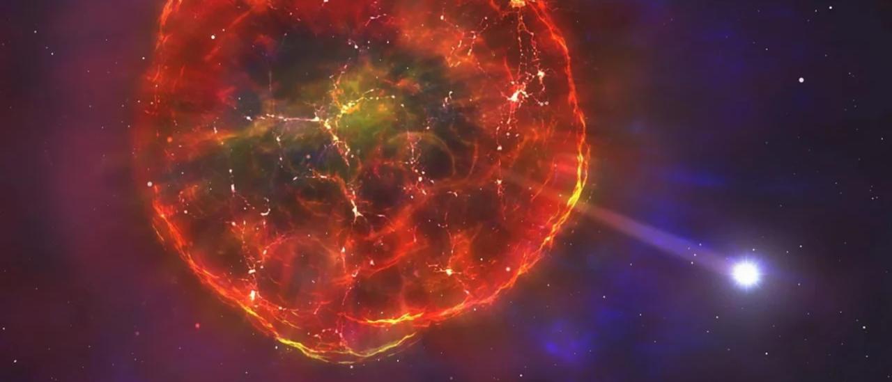 Artistic impression of a runaway star propelled by a supernova explosion