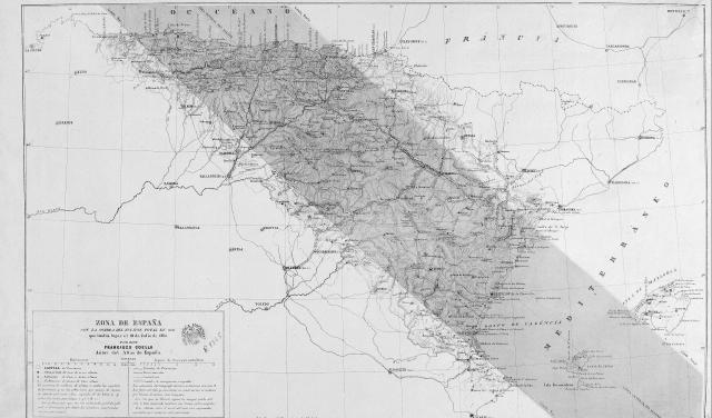 Official map of the path of totality for the 1860 total solar eclipse in Spain