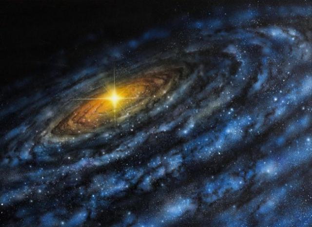 Emission from the centre of a galaxy has a serpentine shape