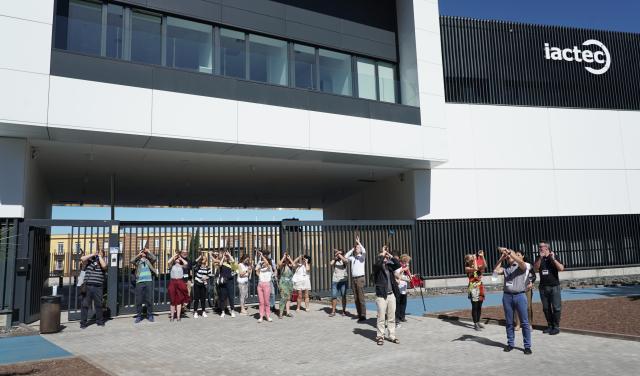 Participants of the AEACI 2022 course outside the IACTEC during a workshop