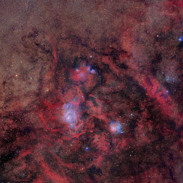 Star Formation Regions: Lagoon Nebulae (M8), Trifida (M20) and NGC6559