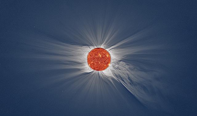 Solar corona in visible light during a solar eclipse