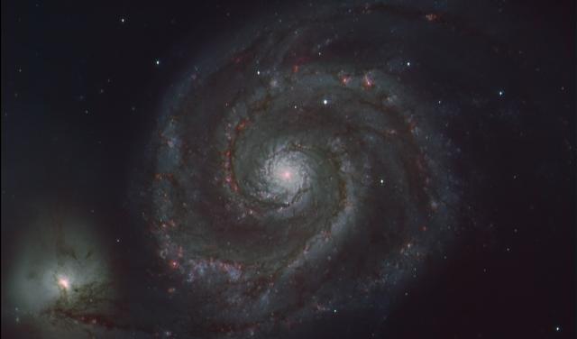 Imagen de la Galaxia Remolino (M51) obtenida con el Two-meter Twin Telescope 3 (TTT3)