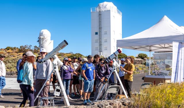 Solar observation in front of GREGOR telescope