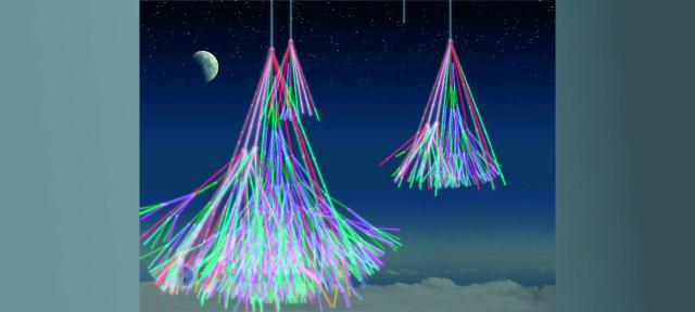 Particles's cascade in the Earth's upper atmosphere.