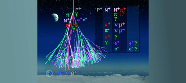 Details of a particles' cascade in the Earth's upper atmosphere.