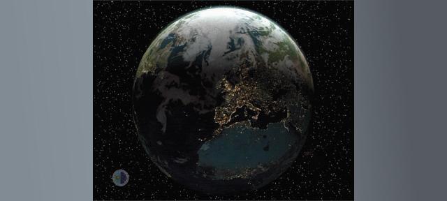 Europe and Africa in the night zone of the Earth