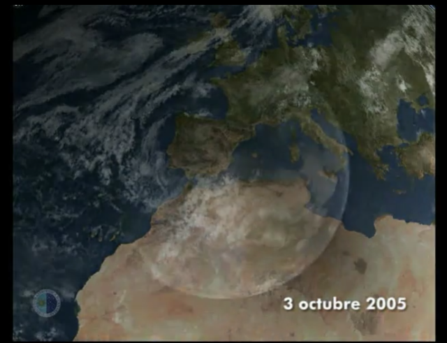Transition of the shadow of the moon over the Iberian Peninsula and Africa