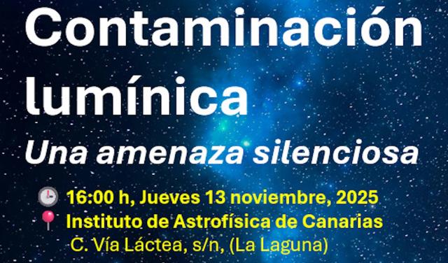 Cartel de la conferencia "Contaminación Lumínica: Una Amenaza Silenciosa"