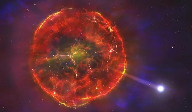 Artistic impression of a runaway star propelled by a supernova explosion