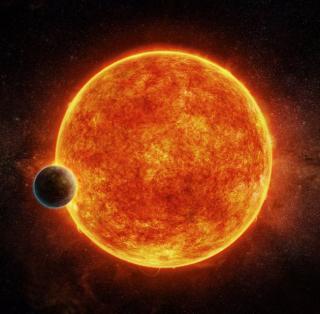 An artist’s impression of the newly-discovered rocky exoplanet, LHS 1140b. This planet is located in the liquid water habitable zone surrounding its host star, a small, faint red star named LHS 1140. The planet weighs about 6.6 times the mass of Earth and An artist’s impression of the newly-discovered rocky exoplanet, LHS 1140b. This planet is located in the liquid water habitable zone surrounding its host star, a small, faint red star named LHS 1140. The planet weighs about 6.6 times the mass of Earth and
