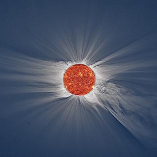 Solar corona in visible light during a solar eclipse