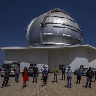Participantes del III Festival Hispanoamericano de Escritores durante su visita al Observatorio del Roque de los Muchachos. Crédito: Juan Antonio González Hernández / IAC. Participantes del III Festival Hispanoamericano de Escritores durante su visita al Observatorio del Roque de los Muchachos. Crédito: Juan Antonio González Hernández / IAC.