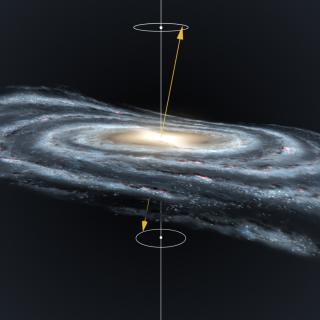 Graphic representation of the precessing warp of the Milky Way disc. Credit: Gabriel Pérez Díaz, SMM (IAC). Graphic representation of the precessing warp of the Milky Way disc. Credit: Gabriel Pérez Díaz, SMM (IAC).