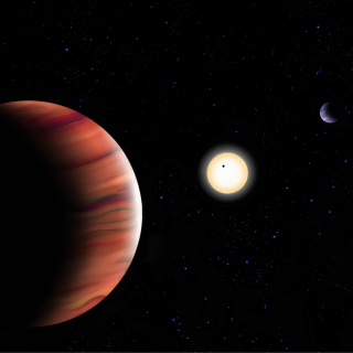 Recreación artística del sistema exoplanetario TOI-201