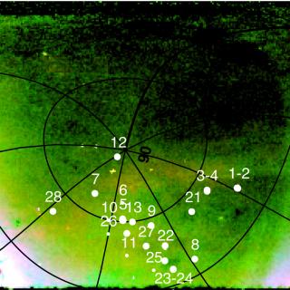 Distant Milky Way halo giants marked on a Pan-STARRS1 map. Location of our targets overlaid on a RGB rendering of the distribution of Milky Way halo stars. Credit: Giuseppina Battaglia Distant Milky Way halo giants marked on a Pan-STARRS1 map. Location of our targets overlaid on a RGB rendering of the distribution of Milky Way halo stars. Credit: Giuseppina Battaglia