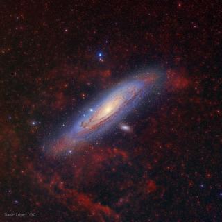 Imagen de la Galaxia de Andrómeda tomada con el Astrógrafo STC. Crédito: Daniel López/IAC. Imagen de la Galaxia de Andrómeda tomada con el Astrógrafo STC. Crédito: Daniel López/IAC.