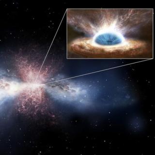 Simulación artística. Los vientos del agujero negro barren el gas de las galaxias. Simulación artística. Los vientos del agujero negro barren el gas de las galaxias.