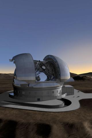 Infografía del futuro Telescopio Europeo Extremadamente Grande (E-ELT). Crédito: ESO. 8121