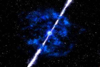 Impresión artística de una explosión de rayos gamma. Créditos: NASA/Zhang & Woosley 7905