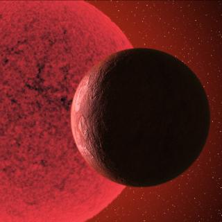 Artistic impression of the super-Earth in orbit round the red dwarf star GJ-740. Credit: Gabriel Pérez Díaz, SMM (IAC). Artistic impression of the super-Earth in orbit round the red dwarf star GJ-740. Credit: Gabriel Pérez Díaz, SMM (IAC).